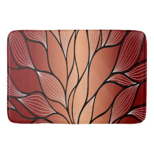 Rustic Coppery Bronze Leave Pattern  Bath Mat