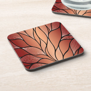 Rustic Coppery Bronze Leave Pattern Beverage Coaster