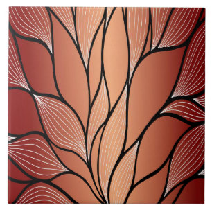 Rustic Coppery Bronze Leave Pattern  Ceramic Tile