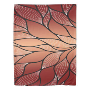 Rustic Coppery Bronze Leave Pattern Duvet Cover
