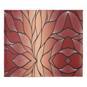 Rustic Coppery Bronze Leave Pattern Duvet Cover