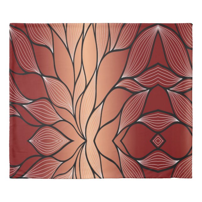 Rustic Coppery Bronze Leave Pattern  Duvet Cover (Front)