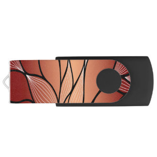 Rustic Coppery Bronze Leave Pattern Flash Drive