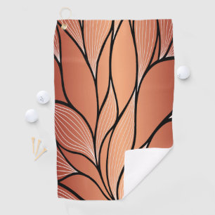 Rustic Coppery Bronze Leave Pattern Golf Towel