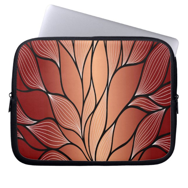 Rustic Coppery Bronze Leave Pattern  Laptop Sleeve (Front)
