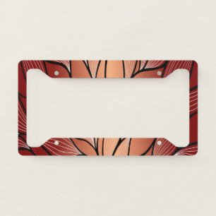 Rustic Coppery Bronze Leave Pattern  License Plate Frame