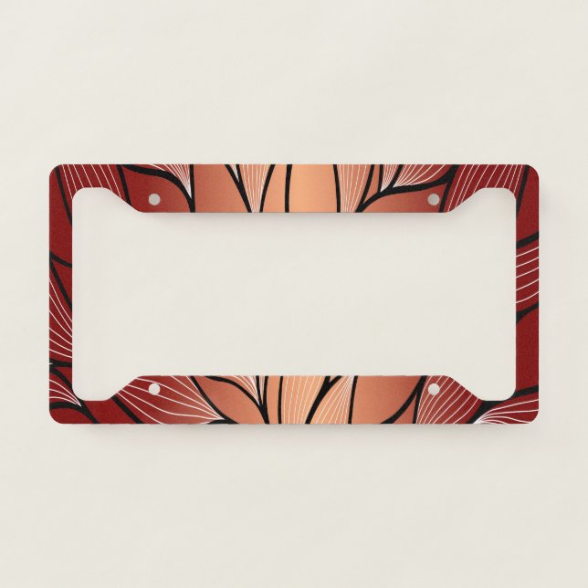 Rustic Coppery Bronze Leave Pattern  License Plate Frame (Front)