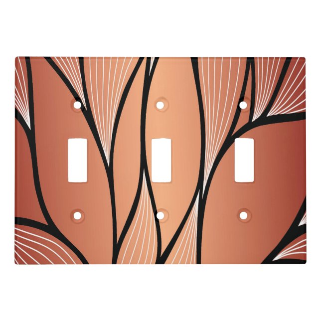Rustic Coppery Bronze Leave Pattern  Light Switch Cover (Front)