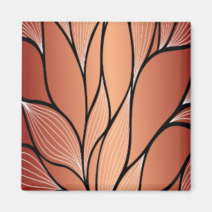 Rustic Coppery Bronze Leave Pattern Magnet