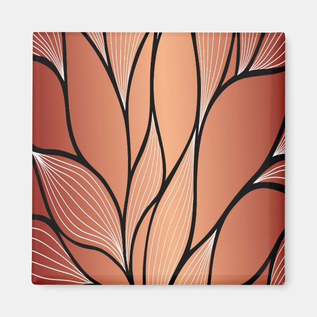 Rustic Coppery Bronze Leave Pattern  Magnet (Front)