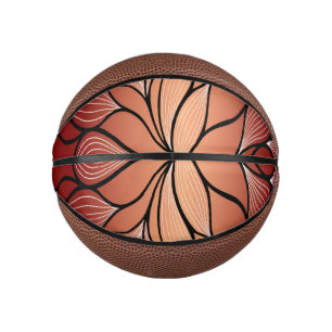 Rustic Coppery Bronze Leave Pattern Mini Basketball