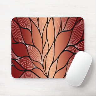 Rustic Coppery Bronze Leave Pattern Mouse Pad