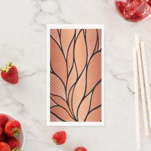 Rustic Coppery Bronze Leave Pattern  Paper Guest Towels