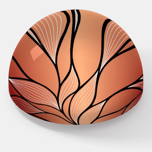 Rustic Coppery Bronze Leave Pattern  Paperweight (Angled)