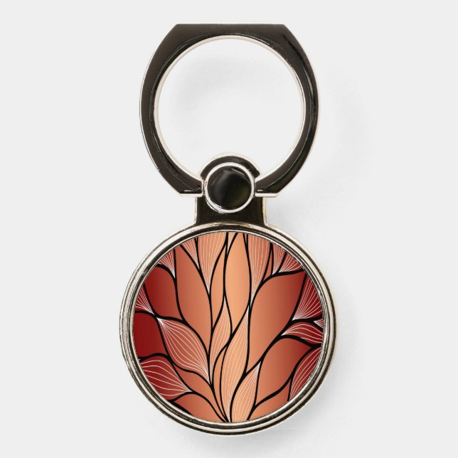 Rustic Coppery Bronze Leave Pattern  Phone Ring Stand (Front)