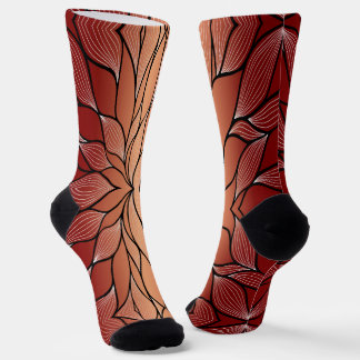 Rustic Coppery Bronze Leave Pattern  Socks