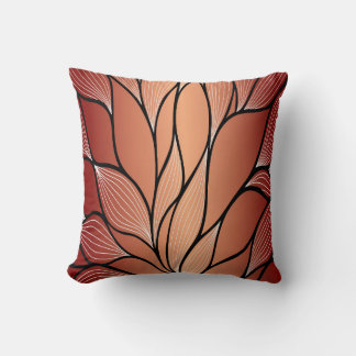 Rustic Coppery Bronze Leave Pattern Throw Pillow