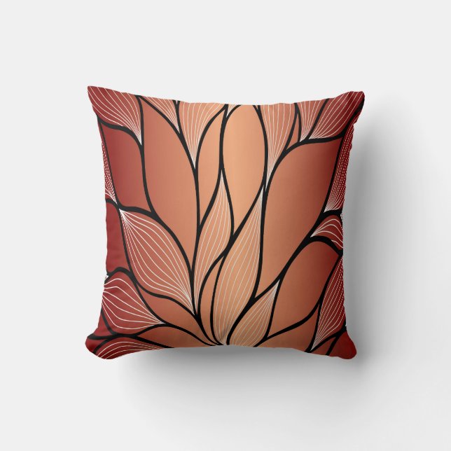 Rustic Coppery Bronze Leave Pattern  Throw Pillow (Front)