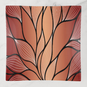 Rustic Coppery Bronze Leave Pattern Trinket Tray