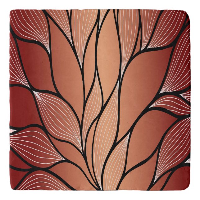 Rustic Coppery Bronze Leave Pattern  Trivet (Front)
