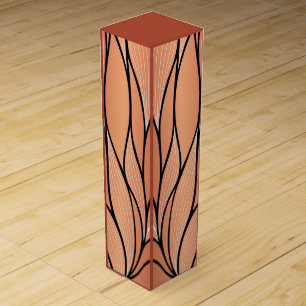 Rustic Coppery Bronze Leave Pattern Wine Box