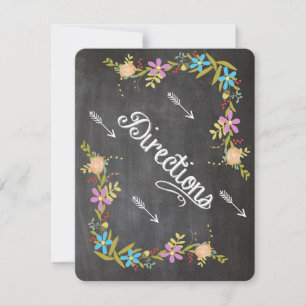 Rustic Coral Aqua Garland Chalkboard Wedding Invitation