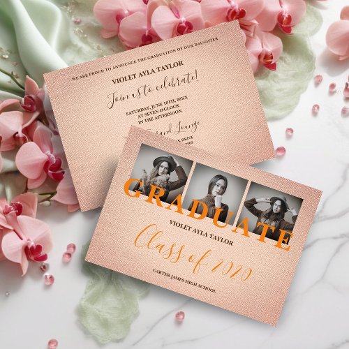 Rustic Coral Fabric Effect 3 Multi Photos Grad