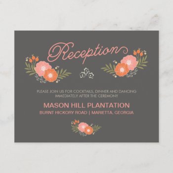 Rustic Coral Floral Reception Cards by decor_de_vous at Zazzle