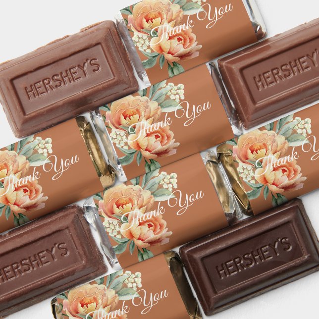 Rustic Coral Flower Greenery Candy Wrapper Label Hershey's Miniatures (Creator Uploaded)