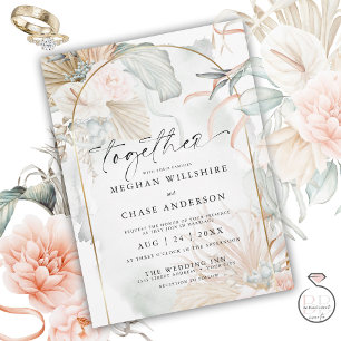 Rustic Coral Rose Floral Watercolor Invitation