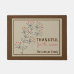 Rustic Corduroy and Burlap Style Floral Fall Doormat