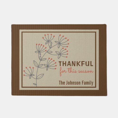 Rustic Corduroy and Burlap Style Floral Fall Doormat