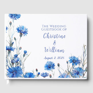 Rustic Cornflowers Personalized Wedding Guest Book