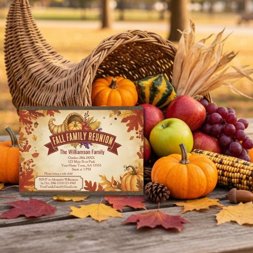 Rustic Cornucopia Fall Reunion Invitation