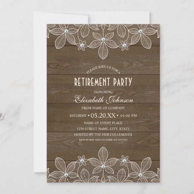 Rustic Corporate Retirement Party Country Wood Invitation (Front)