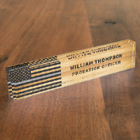 Rustic Correctional Officer Thin Gray Line Wood