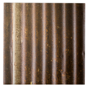 Rustic Corrugated Metal Ceramic Tile