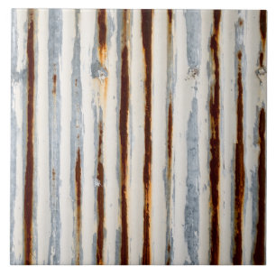 Rustic Corrugated Metal Ceramic Tile