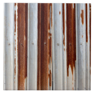 Rustic Corrugated Metal Ceramic Tile