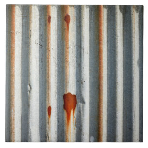Rustic Corrugated Metal Ceramic Tile