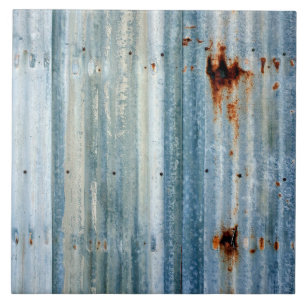 Rustic Corrugated Metal Ceramic Tile