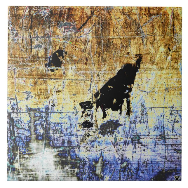 Rustic Corrugated Metal Ceramic Tile (Front)