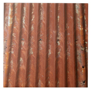 Rustic Corrugated Metal Ceramic Tile