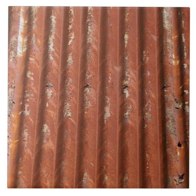 Rustic Corrugated Metal Ceramic Tile (Front)
