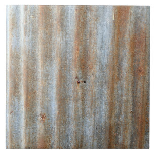 Rustic Corrugated Metal Ceramic Tile