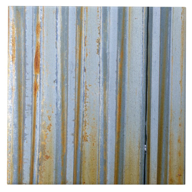 Rustic Corrugated Metal Ceramic Tile (Front)