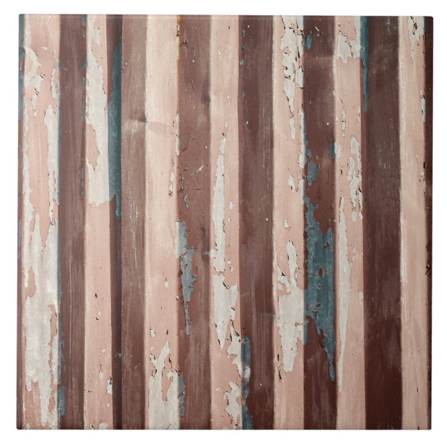 Rustic Corrugated Metal Ceramic Tile (Front)