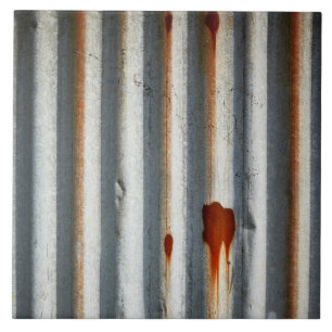 Rustic Corrugated Metal Ceramic Tile