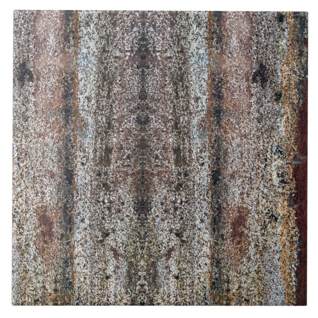 Rustic Corrugated Metal Ceramic Tile (Front)