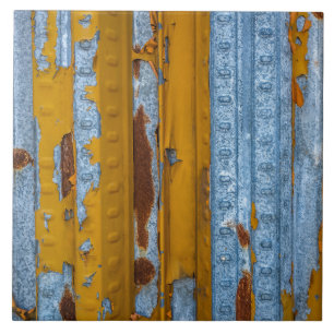 Rustic Corrugated Metal Ceramic Tile